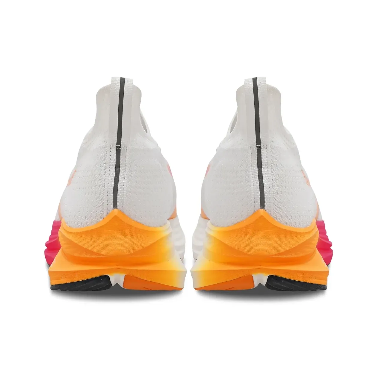 Tênis Mizuno Neo Zen unissex visto de trás, branco com detalhes coloridos, solado robusto